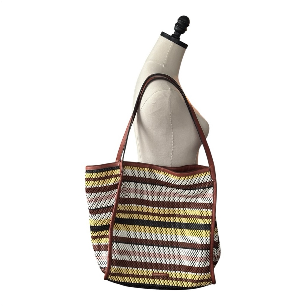 Rebecca Minkoff woven soft open tote w/ dual handles & magnetic closure